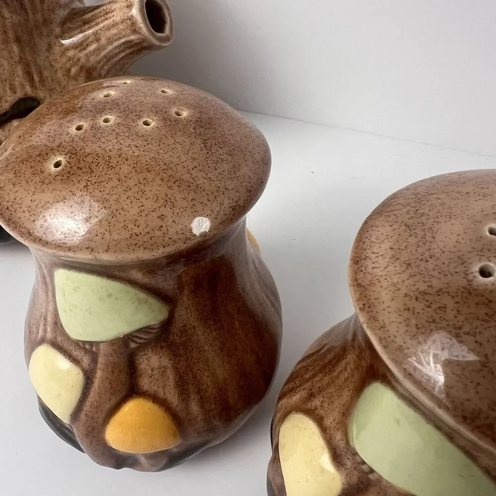 VTG Arnel's Mushroom Teapot Dark Lid Salt & Pepper Shaker Set Ceramic - Picture 3 of 16